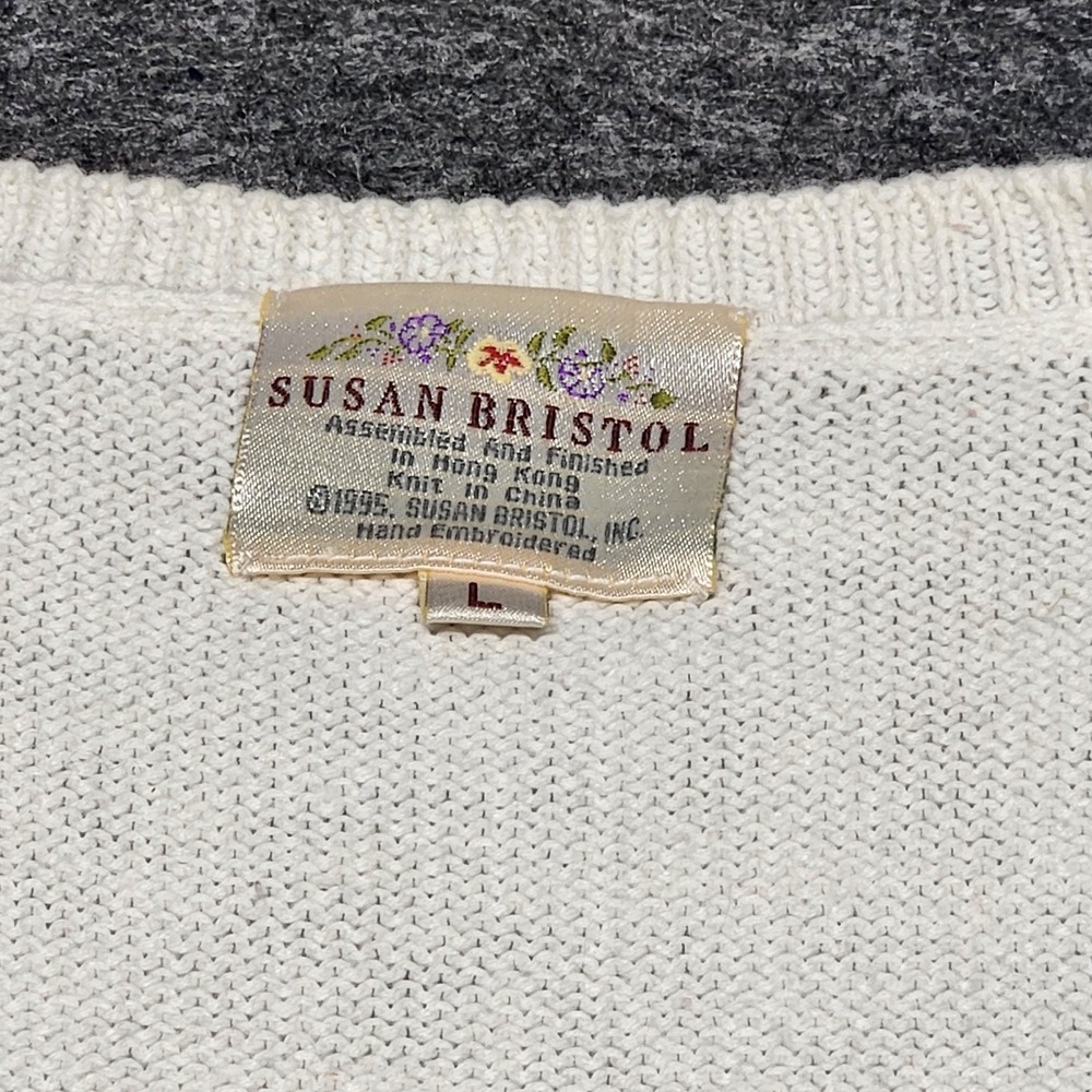 Susan Bristol Vtg Cardigan Sweater Vest Country Gingham Summer Patriotic Large - Picture 6 of 11
